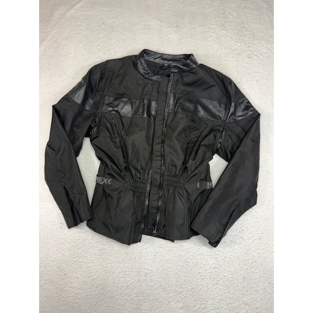 Nexgen Womens Black Textile Motorcycle Jacket Leather Trim Mesh Lining Size L